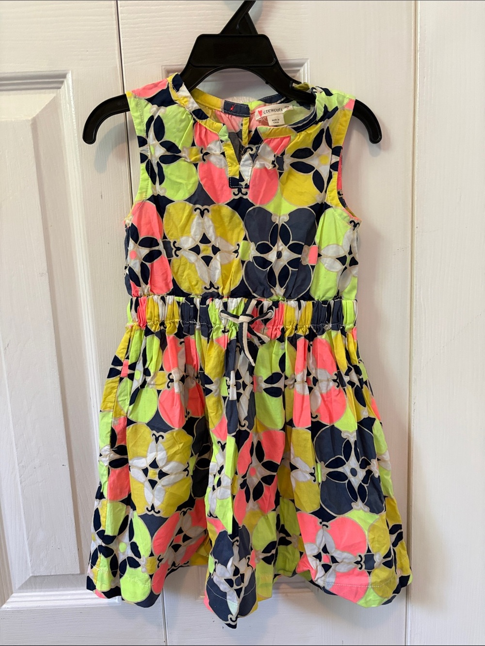 J. Crew Neon Geo Print Sleeveless Dress - Yellow, Pink, Navy
